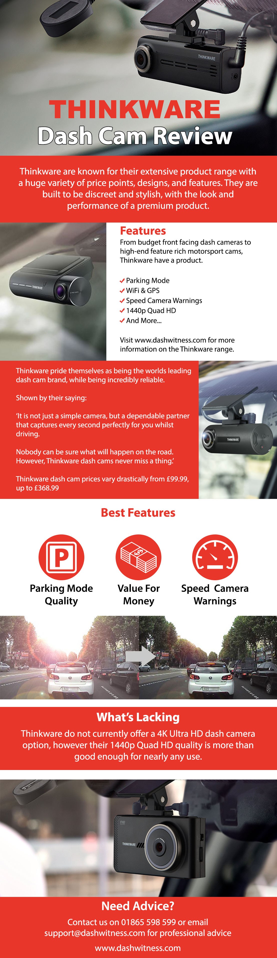 Thinkware dash cam review infographic