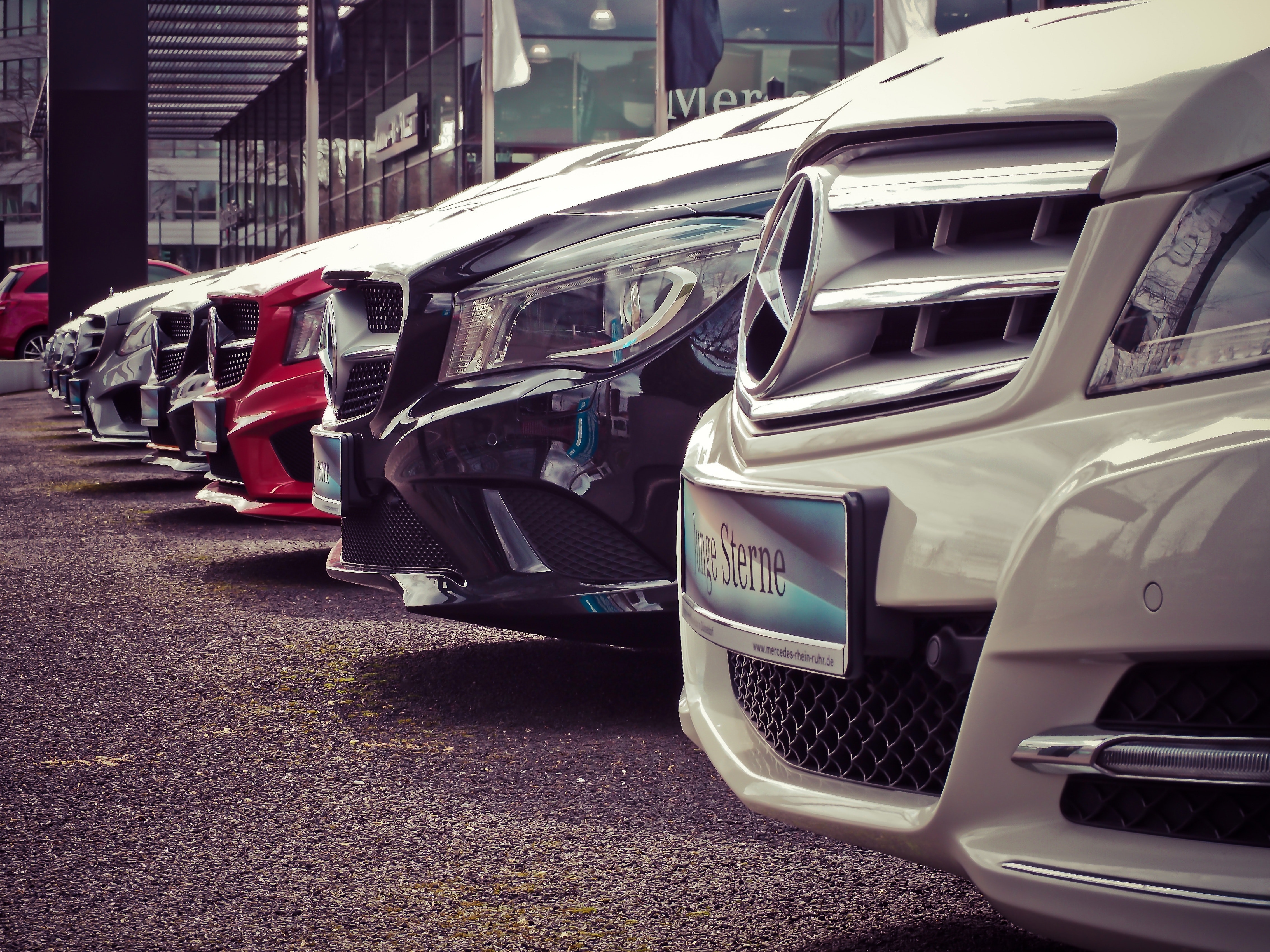 Mercedes fleet cars lined up